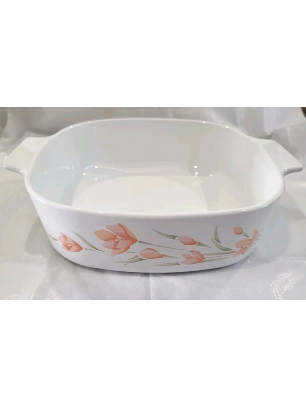 Vintage Corning Ware Peach Floral Casserole Baking Dish A-2-B 2. 2 Liter NO LID